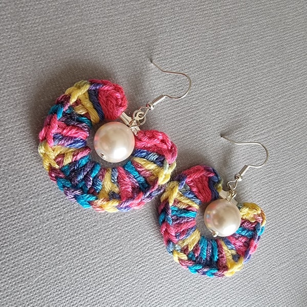 Crochet pattern Multi - Coloured Earring