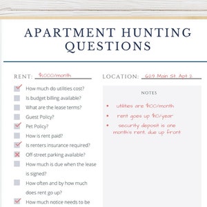 Apartment Hunting Questions Checklist image 1