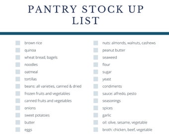 Pantry Stock Up Checklist | Grocery List