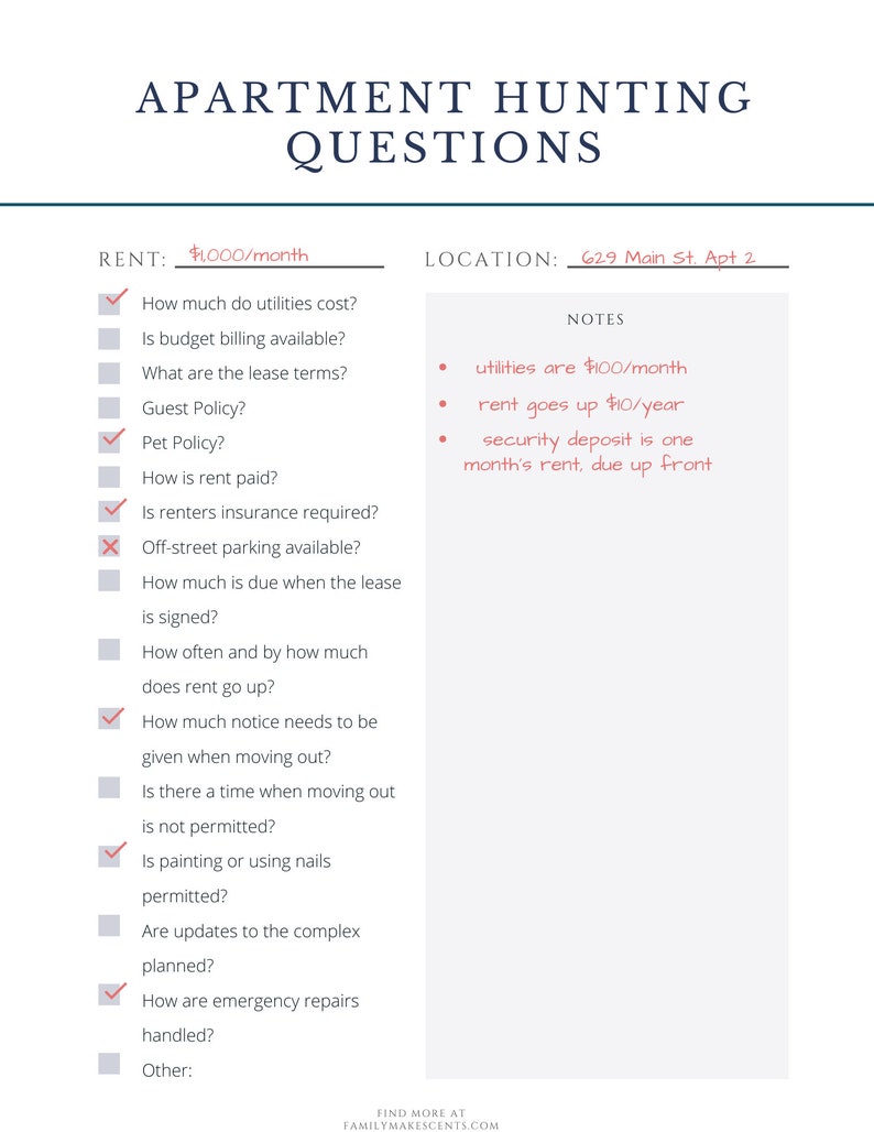 Apartment Hunting Questions Checklist image 3