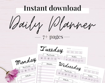 Diario giornaliero digitale con agenda oraria / Agenda giornaliera di dimensioni compatte per la tua routine quotidiana / Si inserisce in un Happy Planner come micro inserto