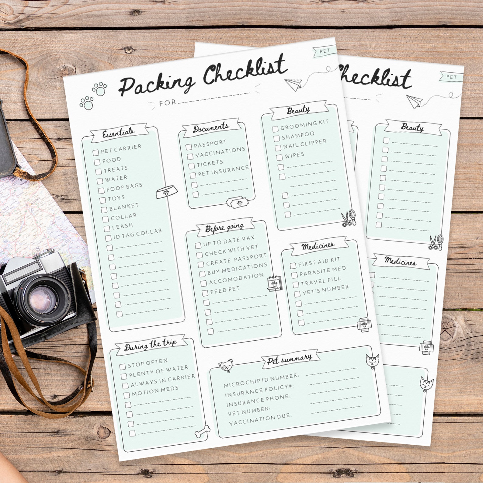 Pet Holidays Packing Checklist | Travel Checklist | Digital Download ...