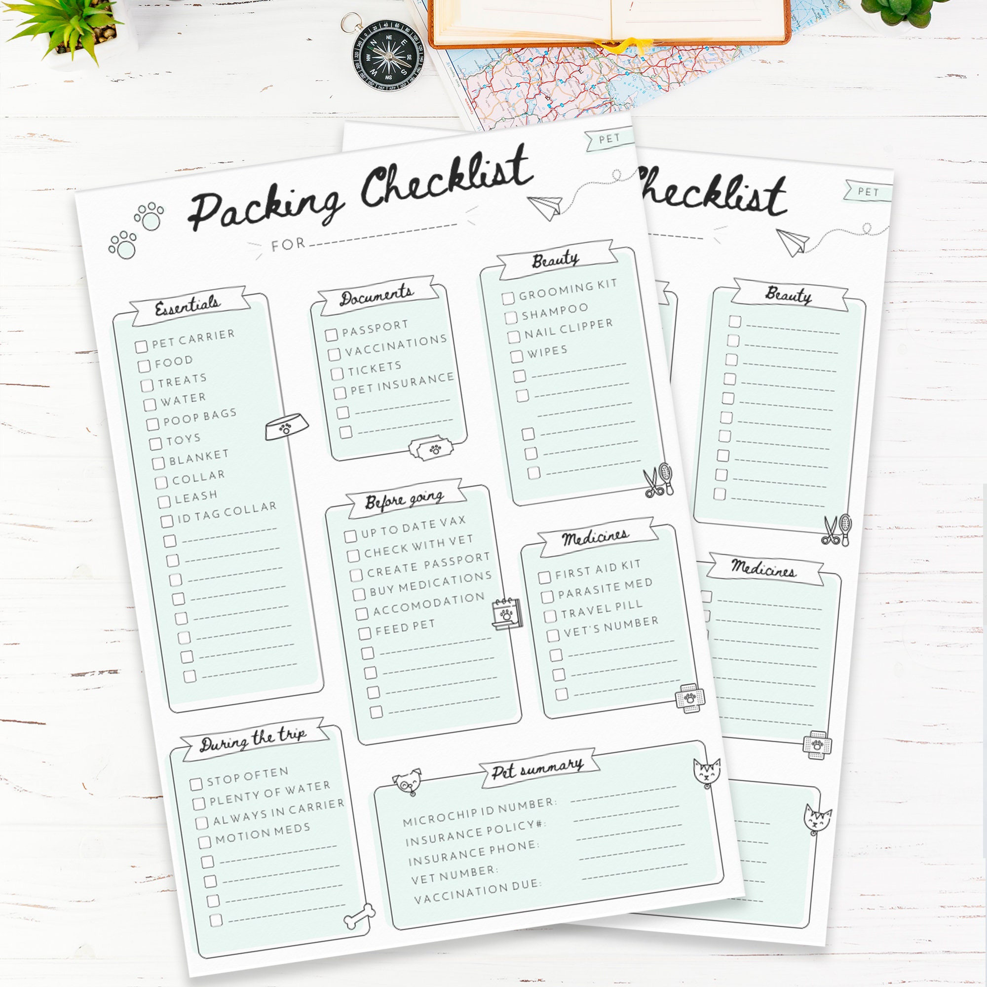 Pet Holidays Packing Checklist Travel Checklist Digital | Etsy