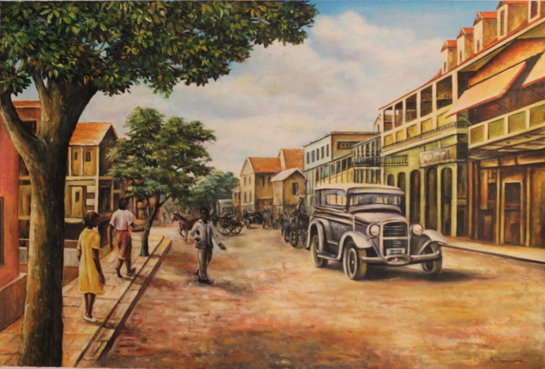 Original Oil Painting of Nassau Bahamas Street Scene Etsy