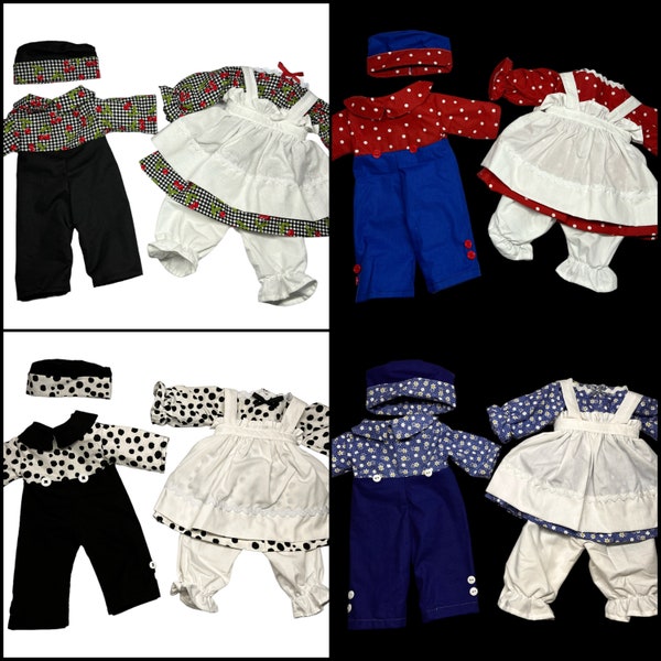 Handgefertigte individuelle Raggedy Ann- oder Andy-Kleidung / individuelle Stoffpuppenkleidung