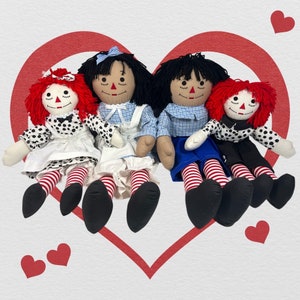 20-25&quot;&quot; Raggedy Ann, Raggedy Andy, poupée de chiffon faite main, poupée de chiffon, poupées de chiffon, ébène Raggedy Ann ou Andy, ivoire Raggedy Ann ou Andy