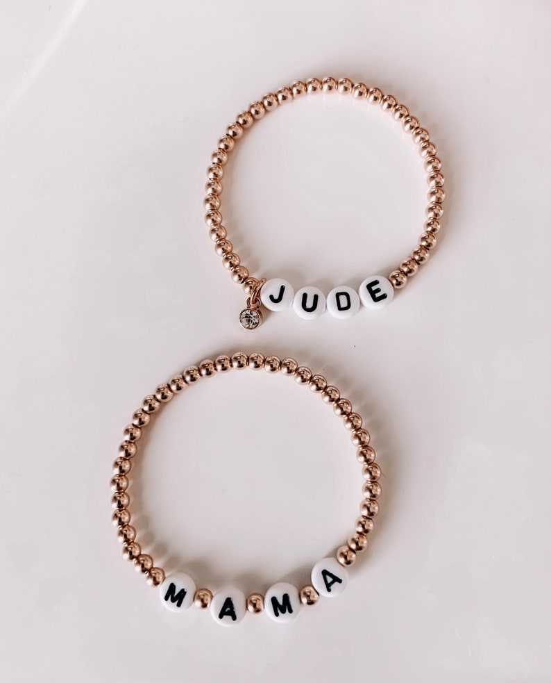 14K Gold Filled 4mm Bracelet Custom Name Bracelet Beaded Etsy