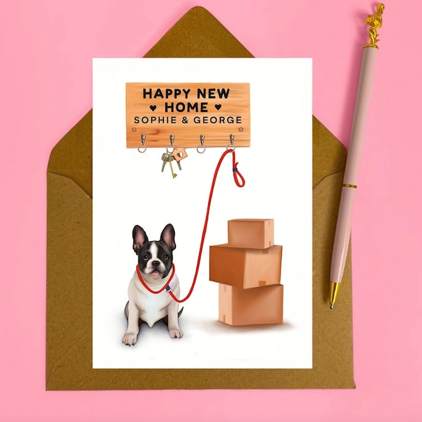 Personalised French Bulldog New Home Card | Colour Choice | First House | You've Moved | New Neighbours | Special Son or Daughter
