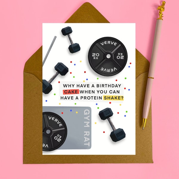 Gym Rat Birthday Card | Protein Shake Card | For A Special Boyfriend | Gym Lover, For Him, Her