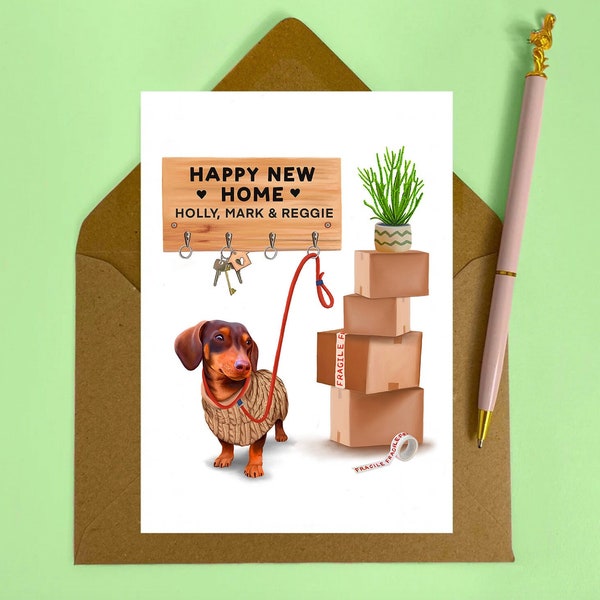 Dachshund New Home Card | Sausage Dog Congratulations | Just Moved | For a special Daughter, Niece, Auntie, Mum