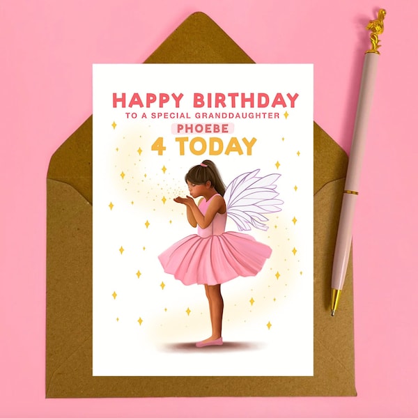 Personalised Little Girl's Fairy Birthday Card ANY AGE | Granddaughter, Special Daughter | Children's Card | Niece, Sister | 2nd 3, 4, 5