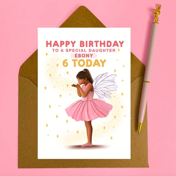 Personalised Girl's Fairy Birthday Card ANY AGE | Wonderful Granddaughter, Special Daughter | Children's Card | Niece, Sister | 2nd 3, 4, 5