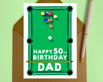 Snooker Birthday Card - Etsy