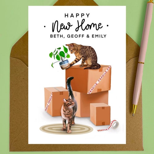 Personalised Cats New Home Card Just Moved House for Etsy