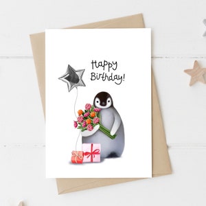 Carte Pingouin Arc En Ciel Vierge A Linterieur Convient Etsy Canada