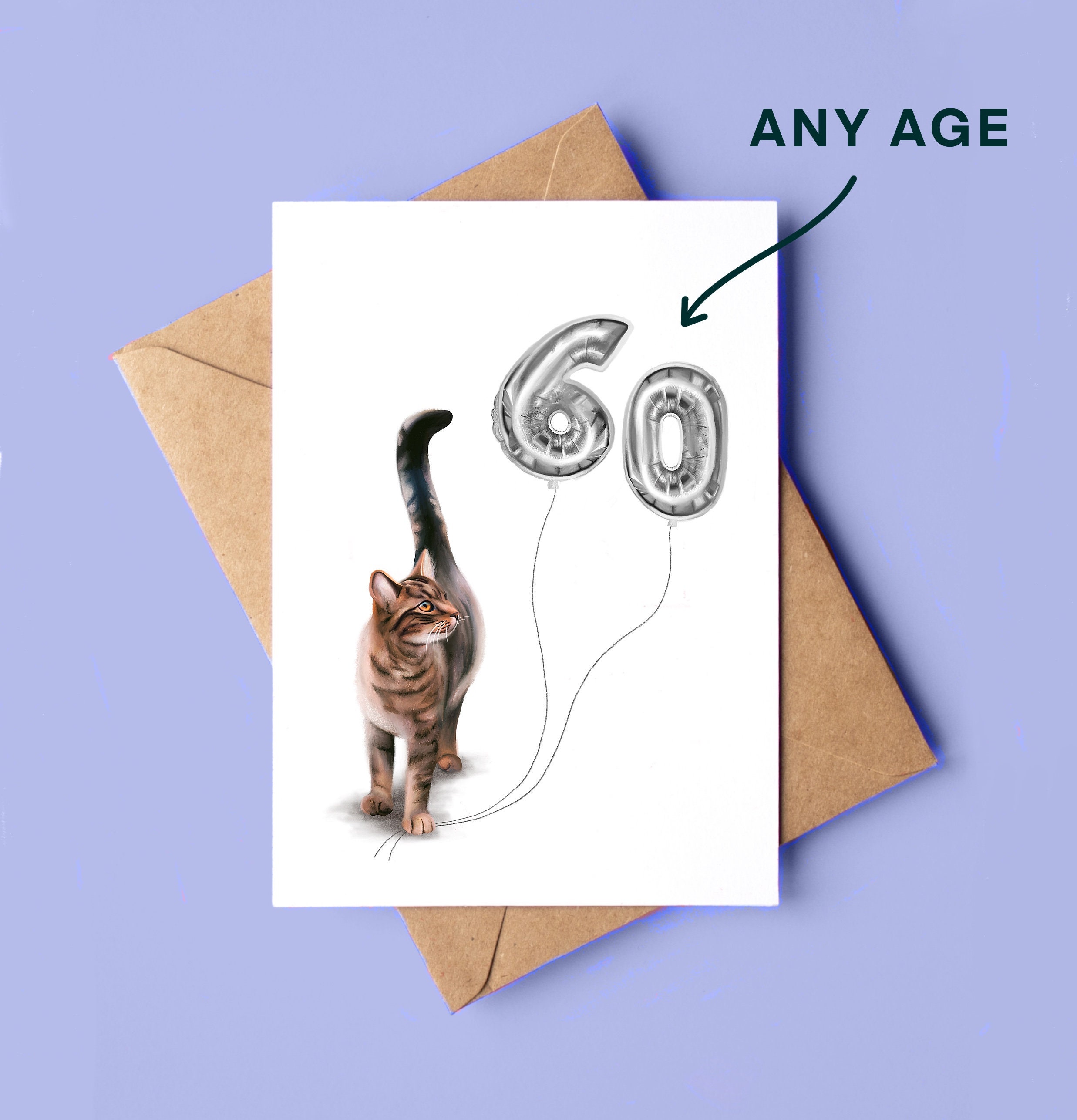 Tabby Cat 40th Birthday Card Cute Cat Card for a Special - Etsy