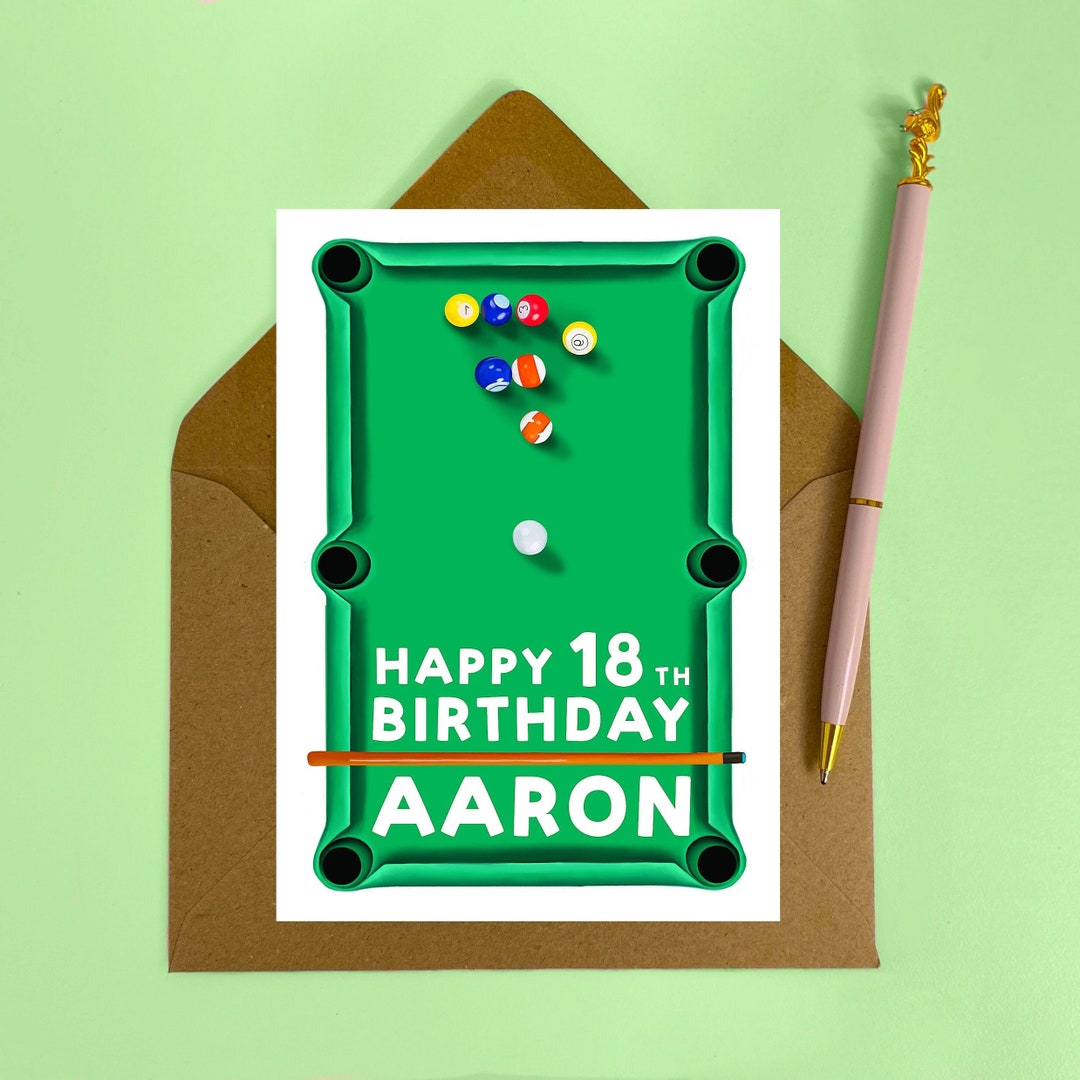 Personalised Pool Table Birthday Card, Card for Him, Snooker 30th ...