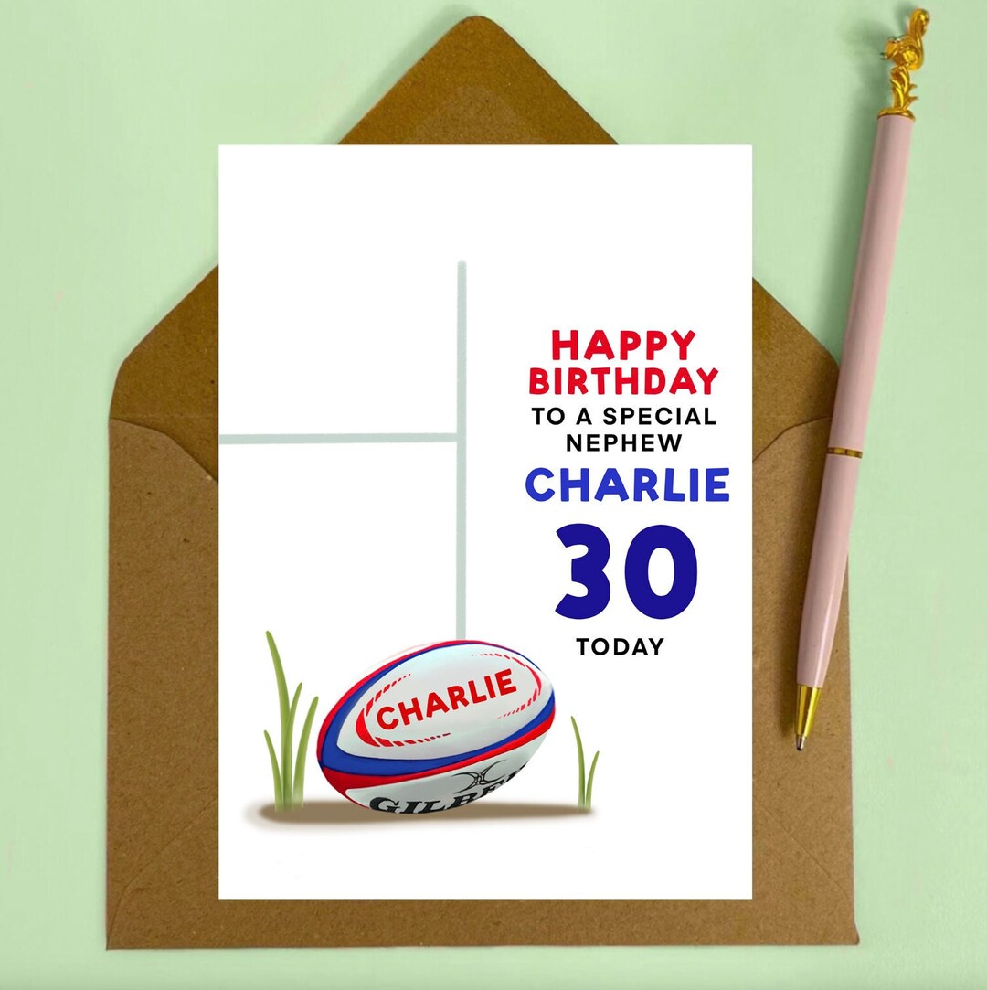 Personalised Rugby Birthday Card ANY AGE and RELATION Brother, Dad