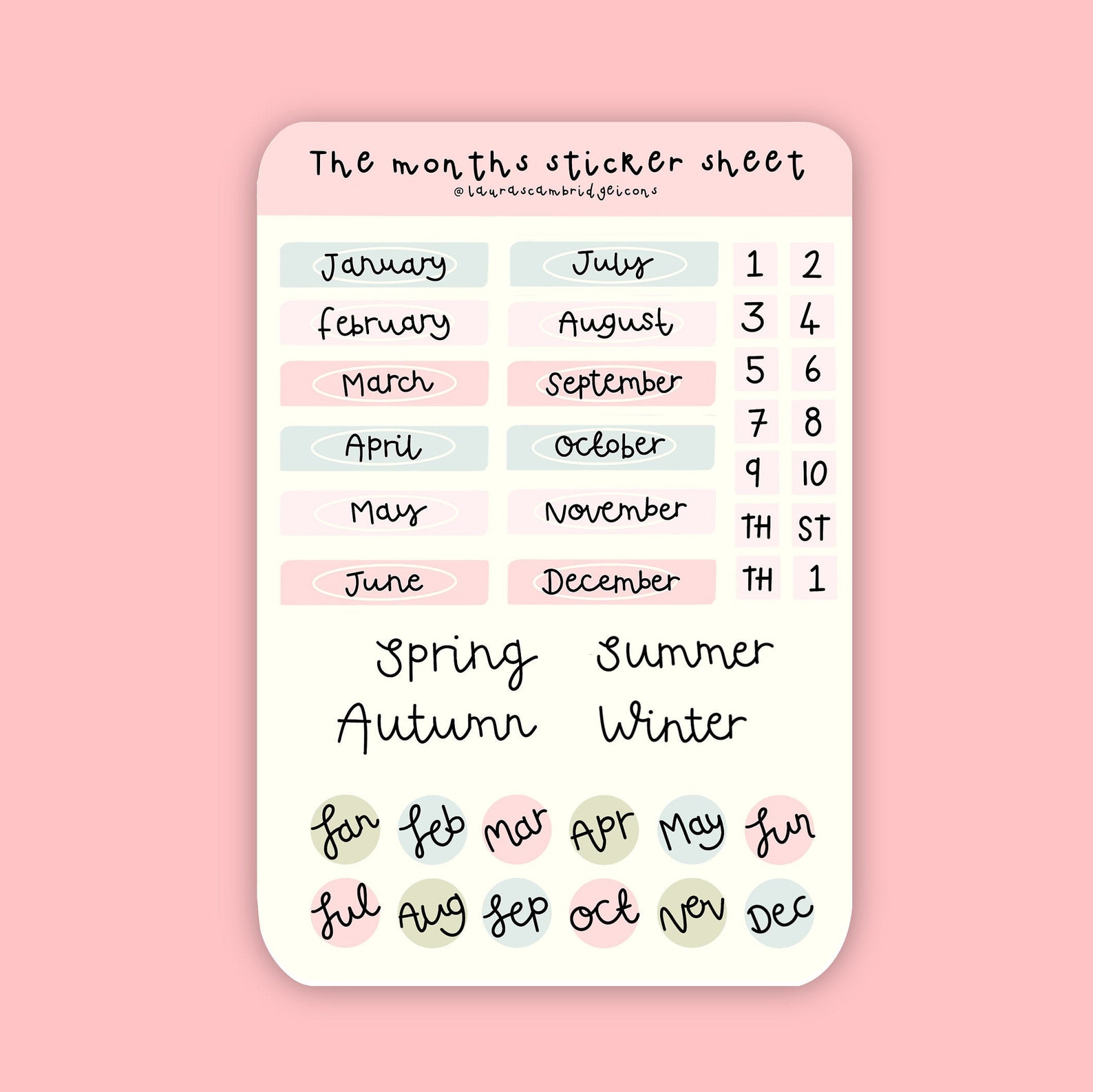 The months sticker sheet Scrapbook stickers Bullet journal Etsy