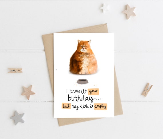 Funny Ginger Fat Cat Birthday Card Funny Birthday Card Cat Etsy