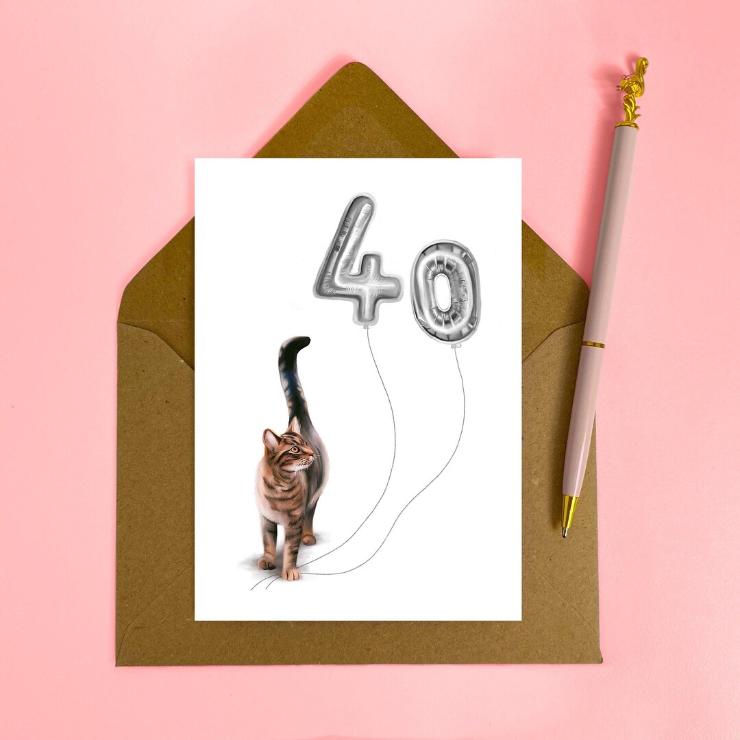 Tabby Cat 40th Birthday Card, Cute Cat Card, for a Special Daughter ...