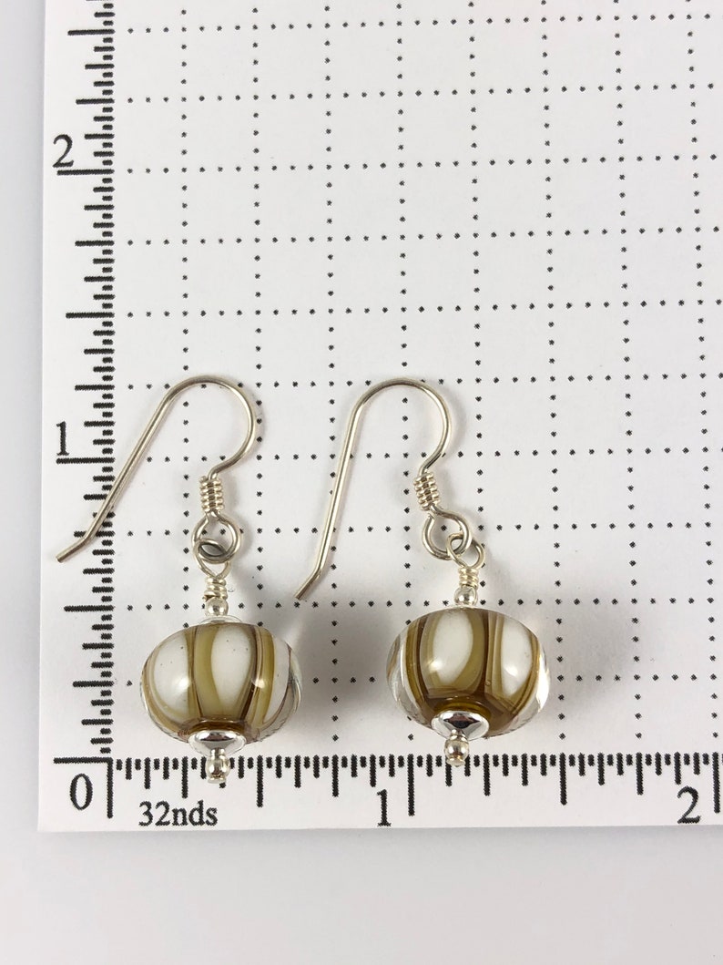 Taupe Striped Glass Bead Earrings