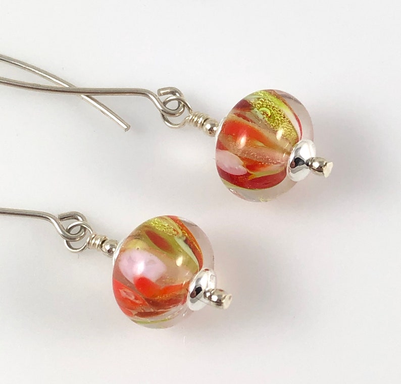 Lampworked Glass Bead Drop Earrings