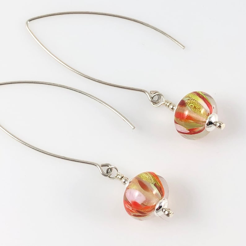 Lampworked Glass Bead Drop Earrings