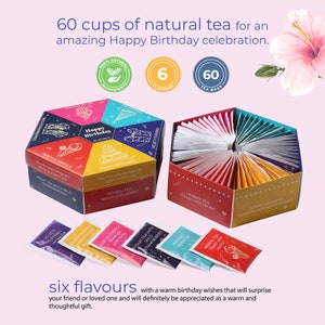 ACORUS Happy Birthday tea assortment Tea Set for Someone's Special Day 6 flavors 60 bags Gift for tea lover image 4