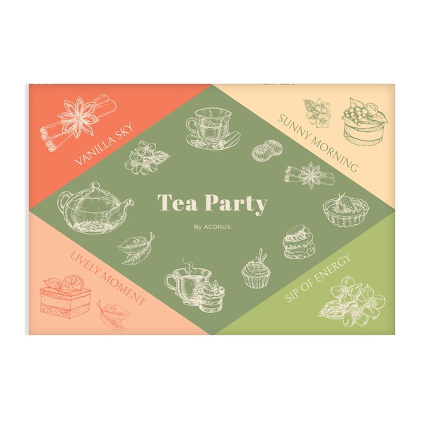 ACORUS | Tea Party Set - Natural Tea Selection | 6 Different Flavors (40 tea bags) |Tea Party Favor, All Natural Tea, Tea Party Gift Bags