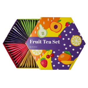 ACORUS | Fruit Luxury Tea Set | 6 tea flavors (60 Tea Bags) | Variety of fruit teas | Large tea assortment | Gift for tea lovers