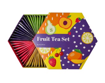 ACORUS | Fruit Luxury Tea Set | 6 tea flavors (60 Tea Bags) | Variety of fruit teas | Large tea assortment | Gift for tea lovers