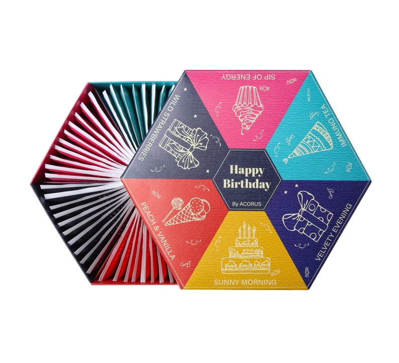 ACORUS Happy Birthday tea assortment Tea Set for Someone's Special Day 6 flavors 60 bags Gift for tea lover image 1