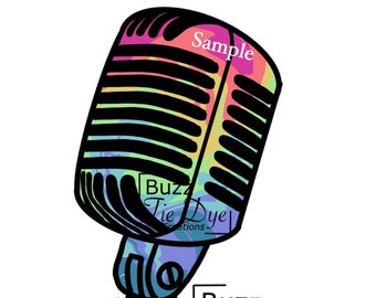 Microphone clipart with white border, PNG graphic, Rainbow microphone clipart & PNG graphic - Instant Download, Digital Image