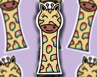 Giraffe Sticker, Tie Dye/Rainbow (Regular or Mini) -WATERPROOF, Laptop Sticker, Cute Sticker,  Car Sticker, Weatherproof Sticker