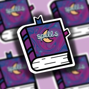 Spell-book, Tie Dye Sticker (Regular or Mini) -WATERPROOF, Laptop Sticker,  Cute Sticker, Car Sticker, Water Bottle Sticker