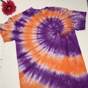 Purple and orange tie dye shirt clearance