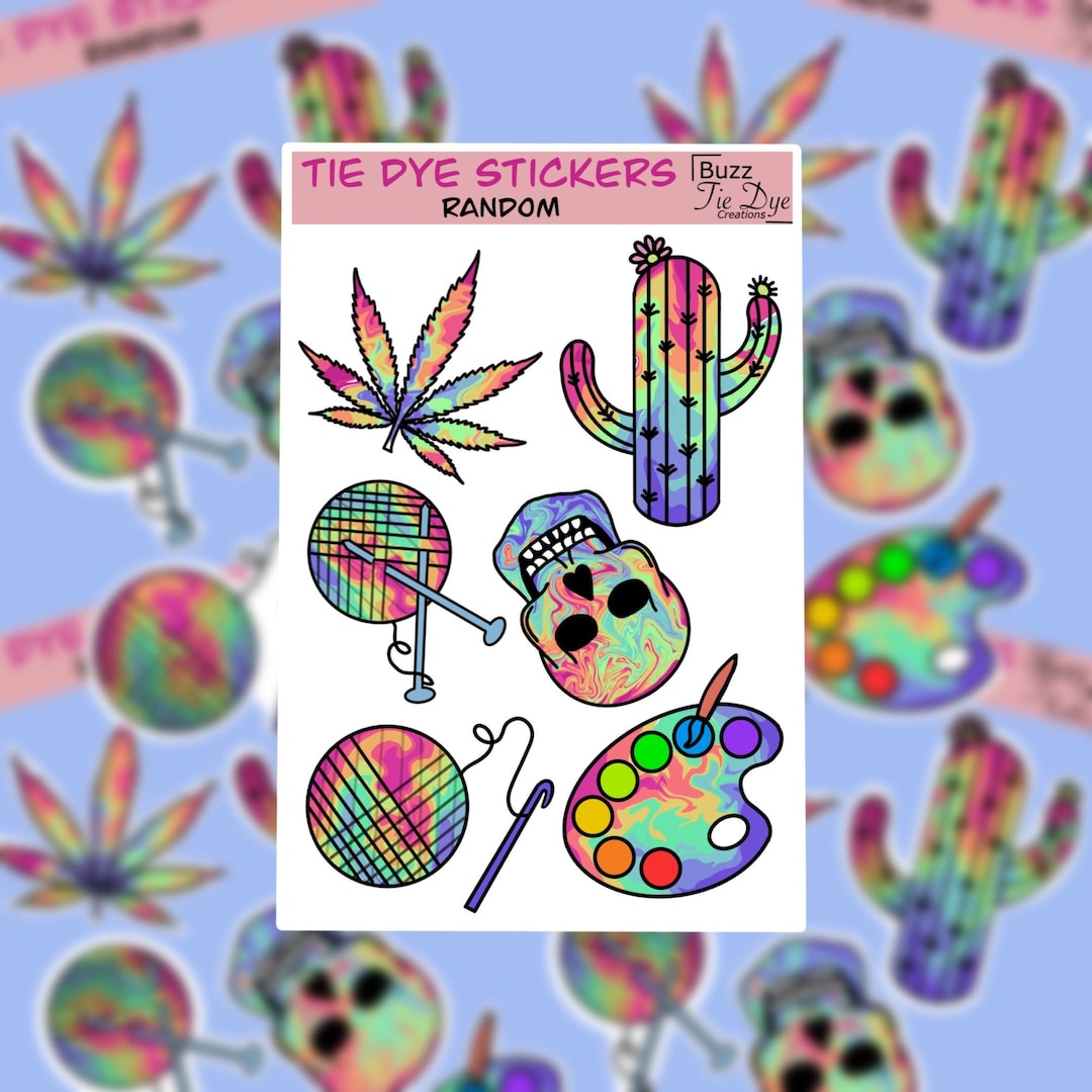 Random Sticker Sheets Random Sticker Sheet, Tie Dye/rainbow - WATERPROOF, Laptop Sticker ...