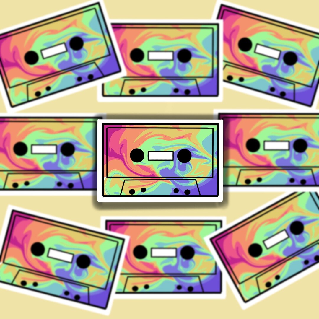 Cassette Tape Sticker Tie Dye/rainbow regular or Mini Etsy