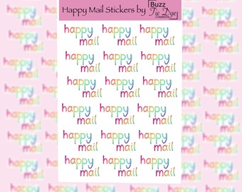 Happy Mail Sticker Sheet - Rainbow Sticker, Envelope Sticker, Thank You Note, Small Business Sticker, Packaging Stickers