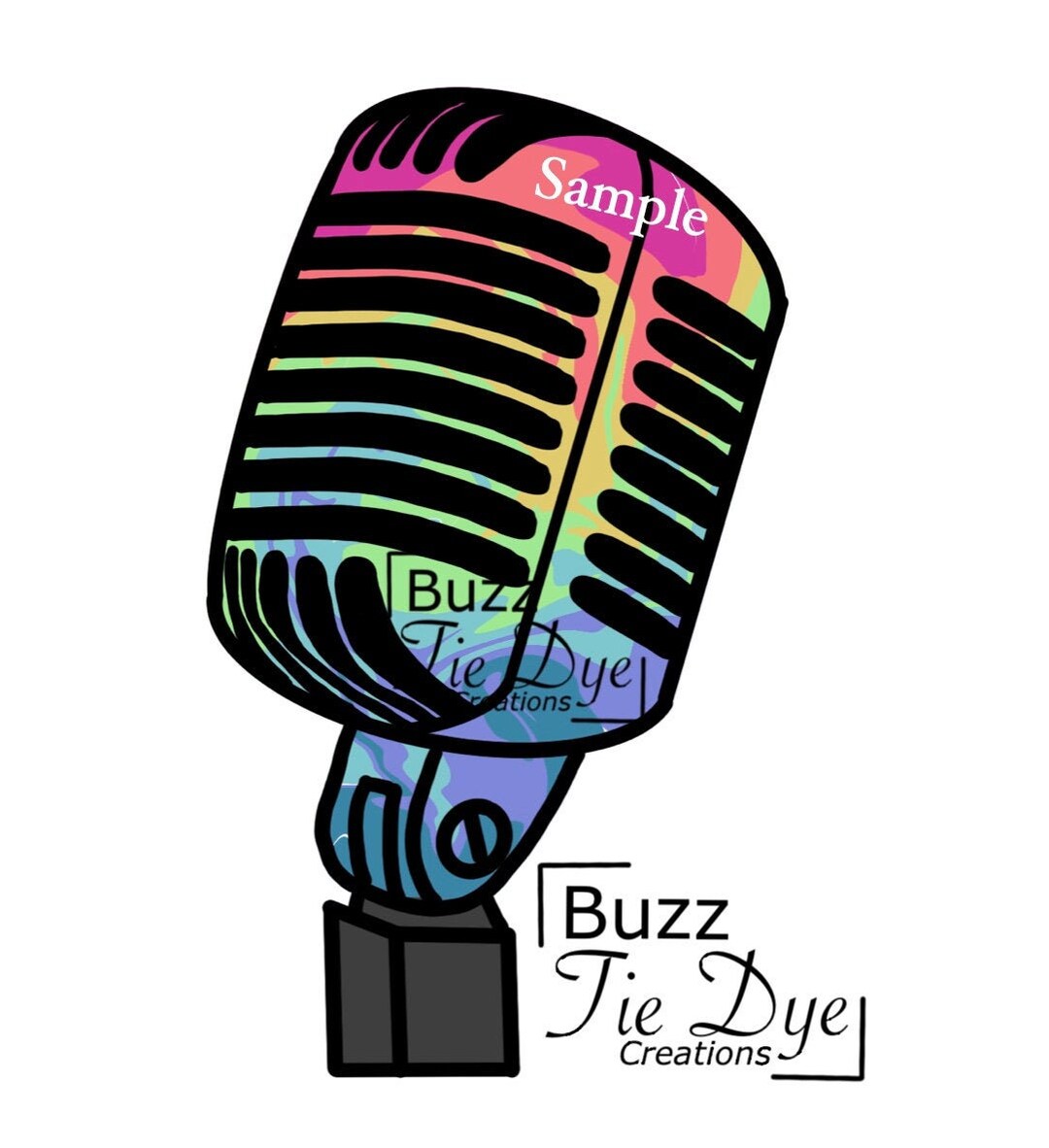 Microphone Clipart With White Border PNG Graphic Rainbow Etsy