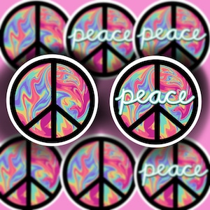 Peace Sign Sticker, Tie Dye/With or WITHOUT word Peace- WATERPROOF, Laptop Sticker, Cute Sticker, Car Sticker, Water Bottle Sticker