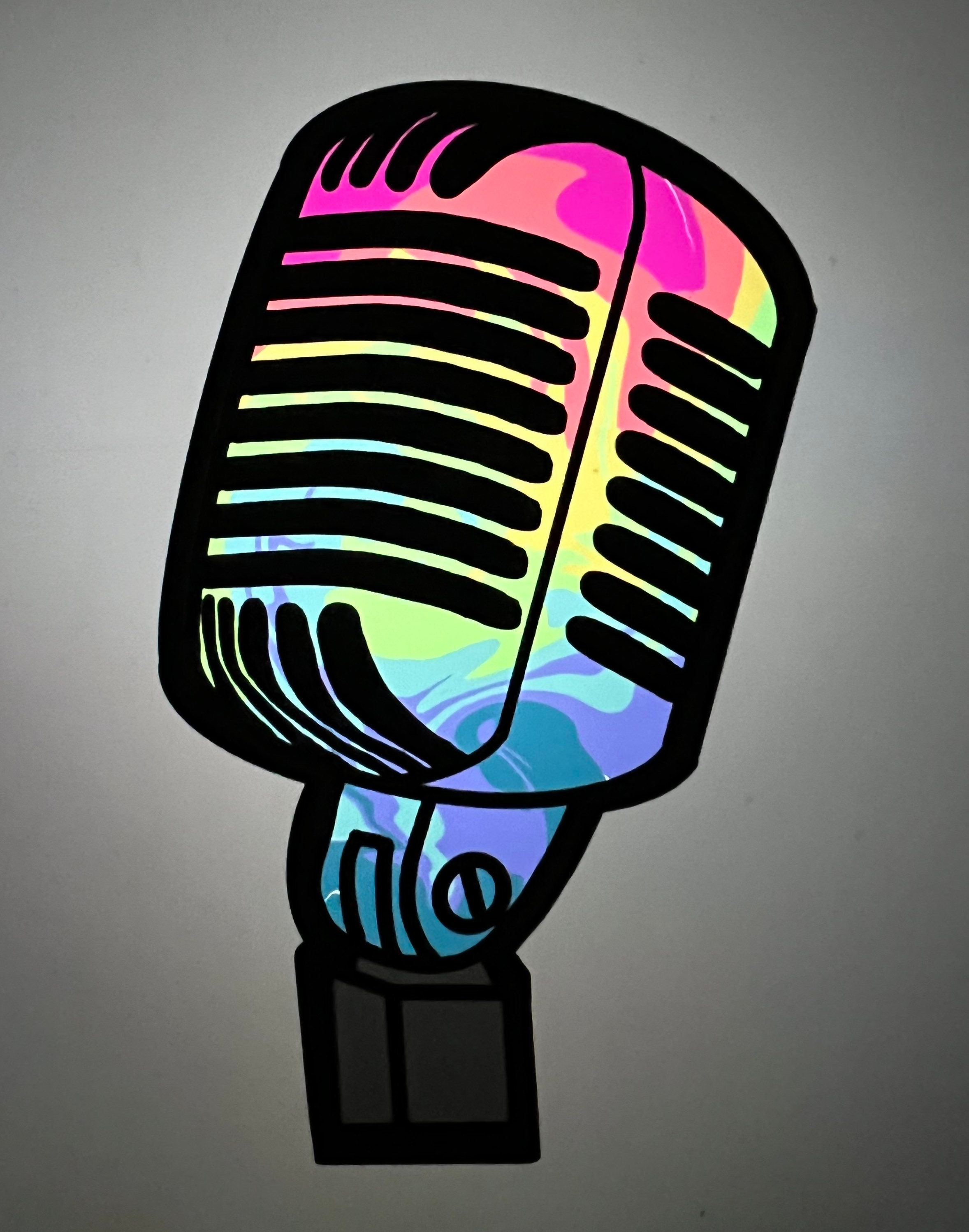 Microphone Clipart With Black Border PNG Graphic Rainbow Etsy