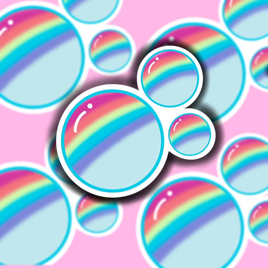 Bubbles Sticker, Tie Dye/rainbow (regular or Mini) -WATERPROOF, Laptop ...