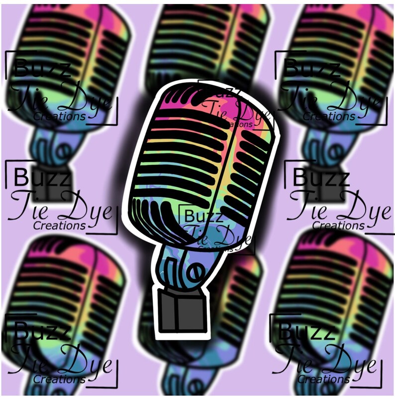 Microphone Clipart With White Border PNG Graphic Rainbow Etsy