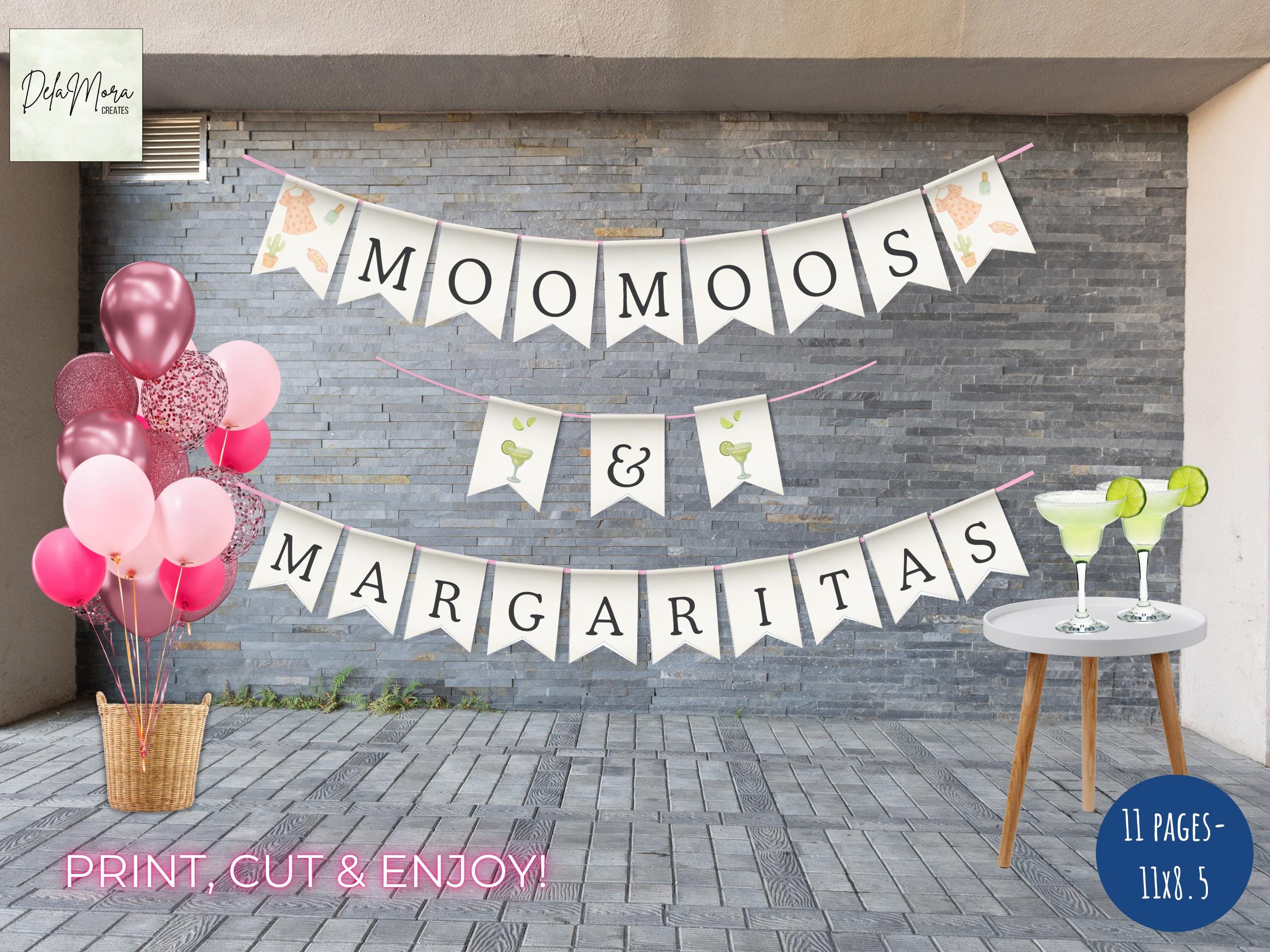 Editable Printable Moo Moos & Margaritas Banner, Girl's Night Banner ...