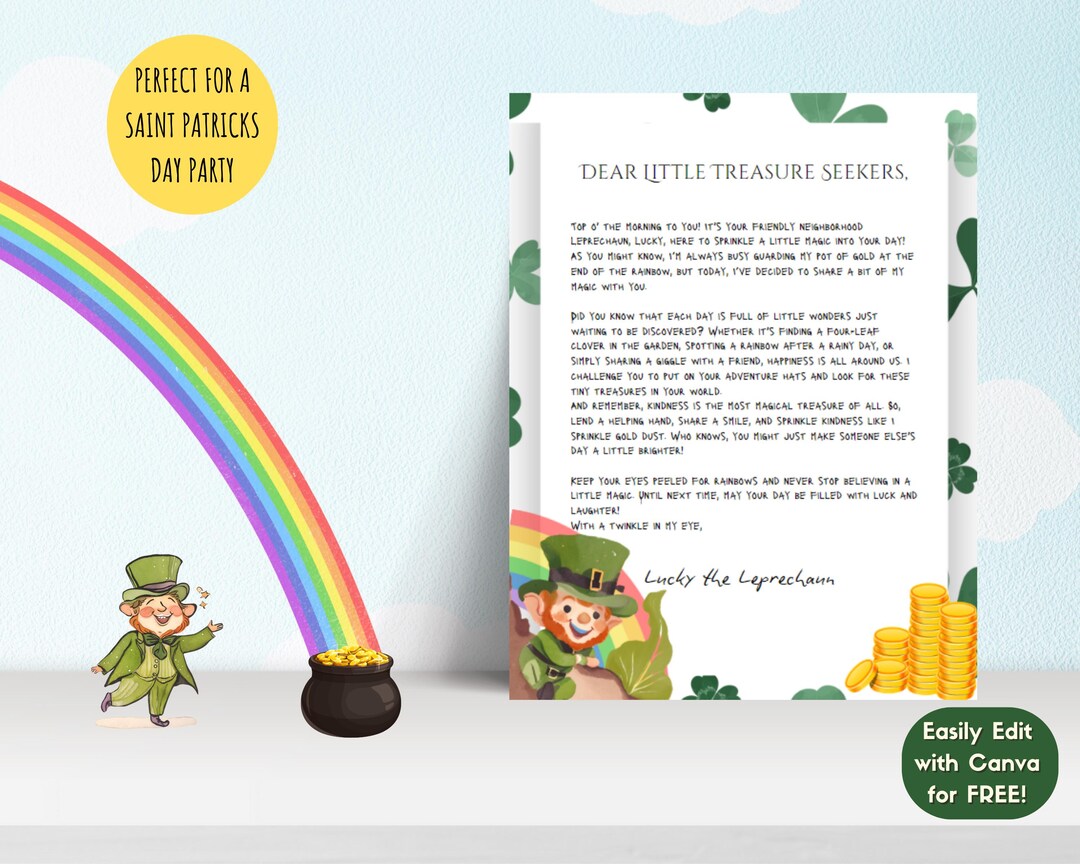 Editable Digital-printable St. Patrick's Day for Kids/ Letters From a ...
