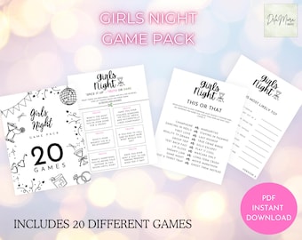Girls Night Games Bundle Printable Party Games Pack Bachelorette Bridal Shower Fun Game Set Ladies Night Activities Digital Download