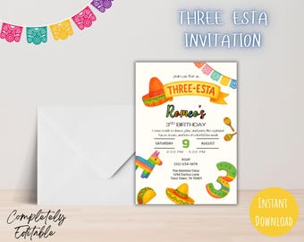Invito di compleanno Esta Fiesta 5x7 modificabile, invito per festa Fiesta, tema Taco, celebrazione di compleanno, download digitale stampabile