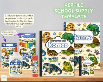 Reptile School Supply Labels, Editable Name Stickers, Printable Classroom Labels, Back to School Student Tags, Animal Theme